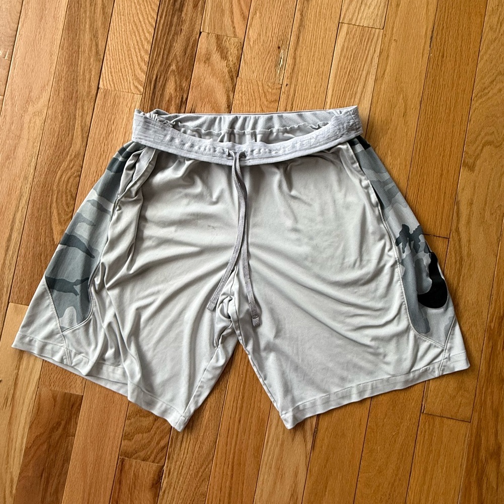 Nike Light Gray Athletic Shorts with Gray Camo Panels